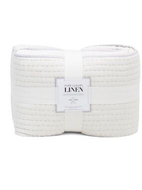 PURE LUXURY LINEN Linen Blend Reversible Quilt With Stripe Details